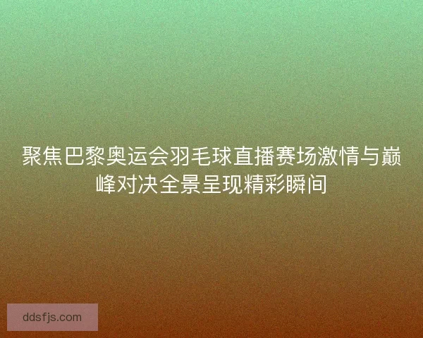 聚焦巴黎奥运会羽毛球直播赛场激情与巅峰对决全景呈现精彩瞬间